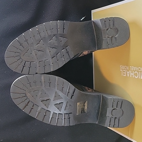 Michael Kors Brea Leather and Logo Jacquard Combat Boot - Picture 6 of 10